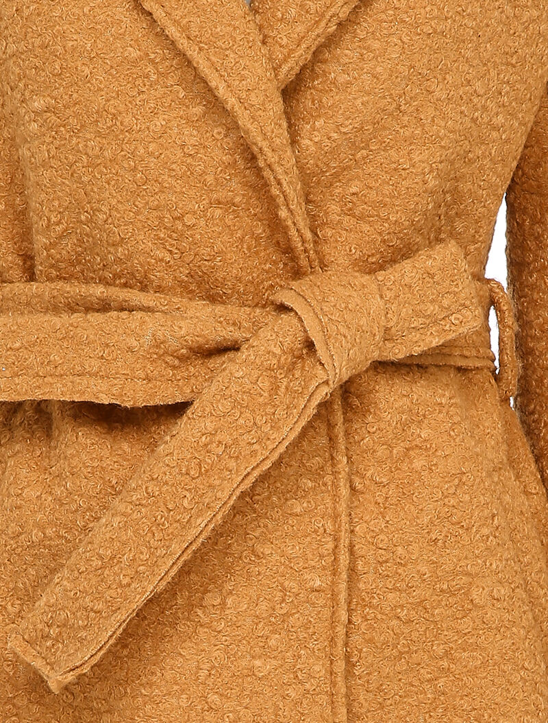 Manteau ceinturé effet laine bouclée - Camel - 3