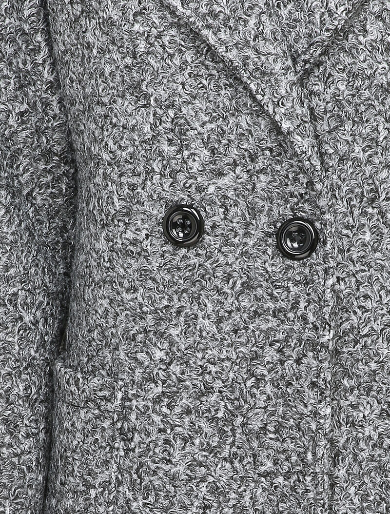 Manteau croisé effet laine bouclée - Gris foncé - 3