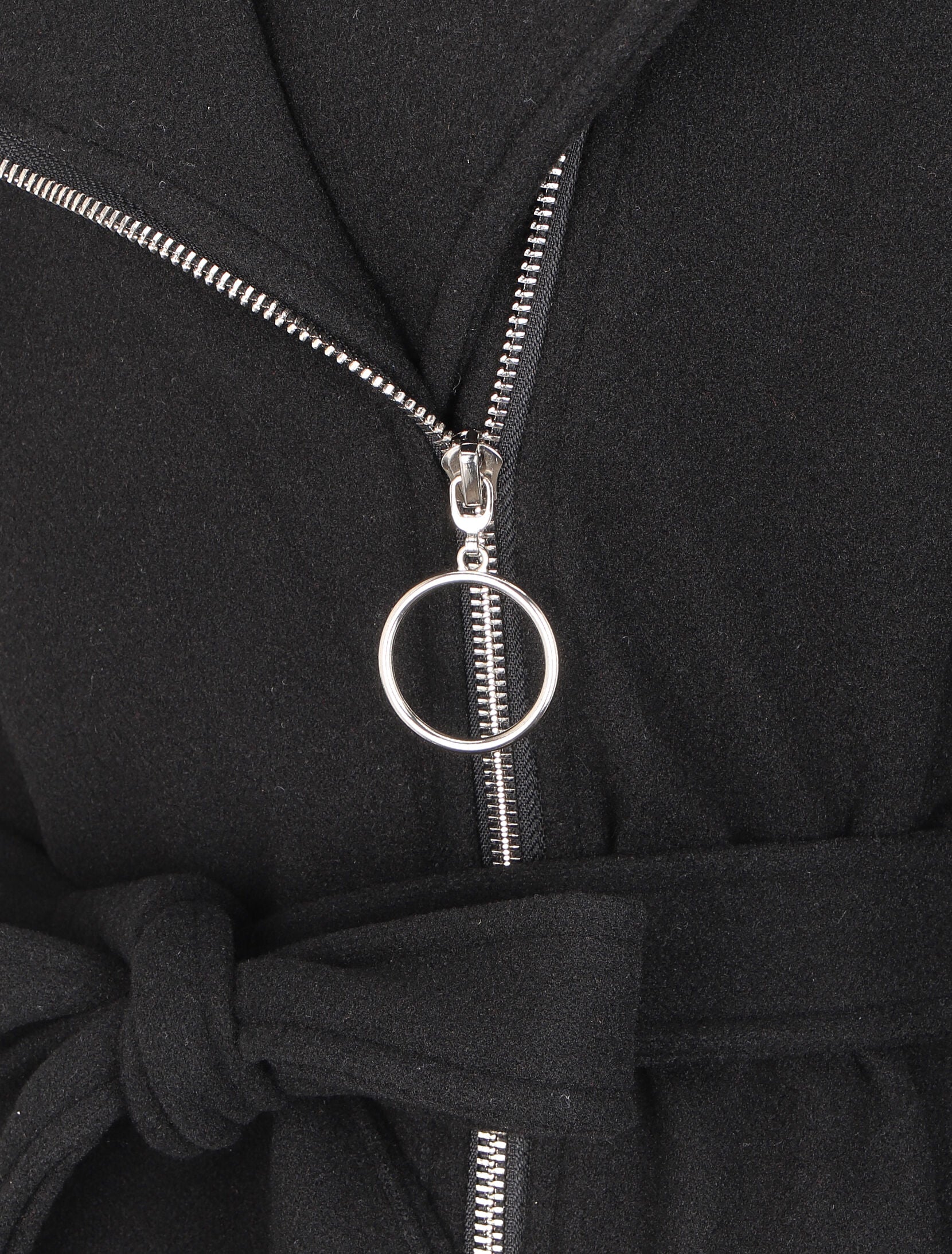 Manteau mi-long à zip asymétrique - Noir - 3