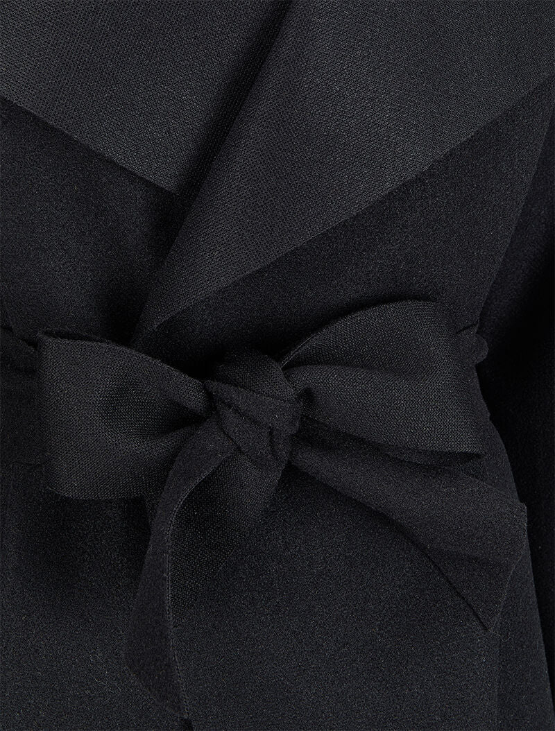 Manteau mi-long à col châle - Noir - 3