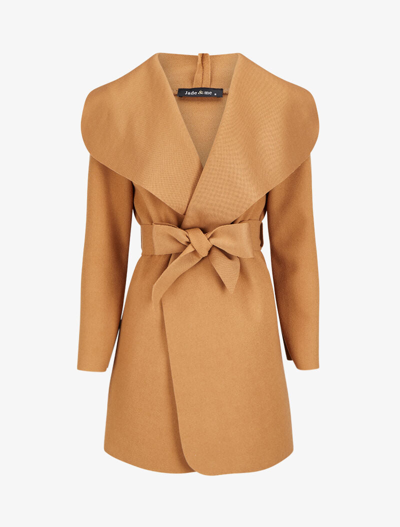 Manteau mi-long à col châle - Camel clair - 1