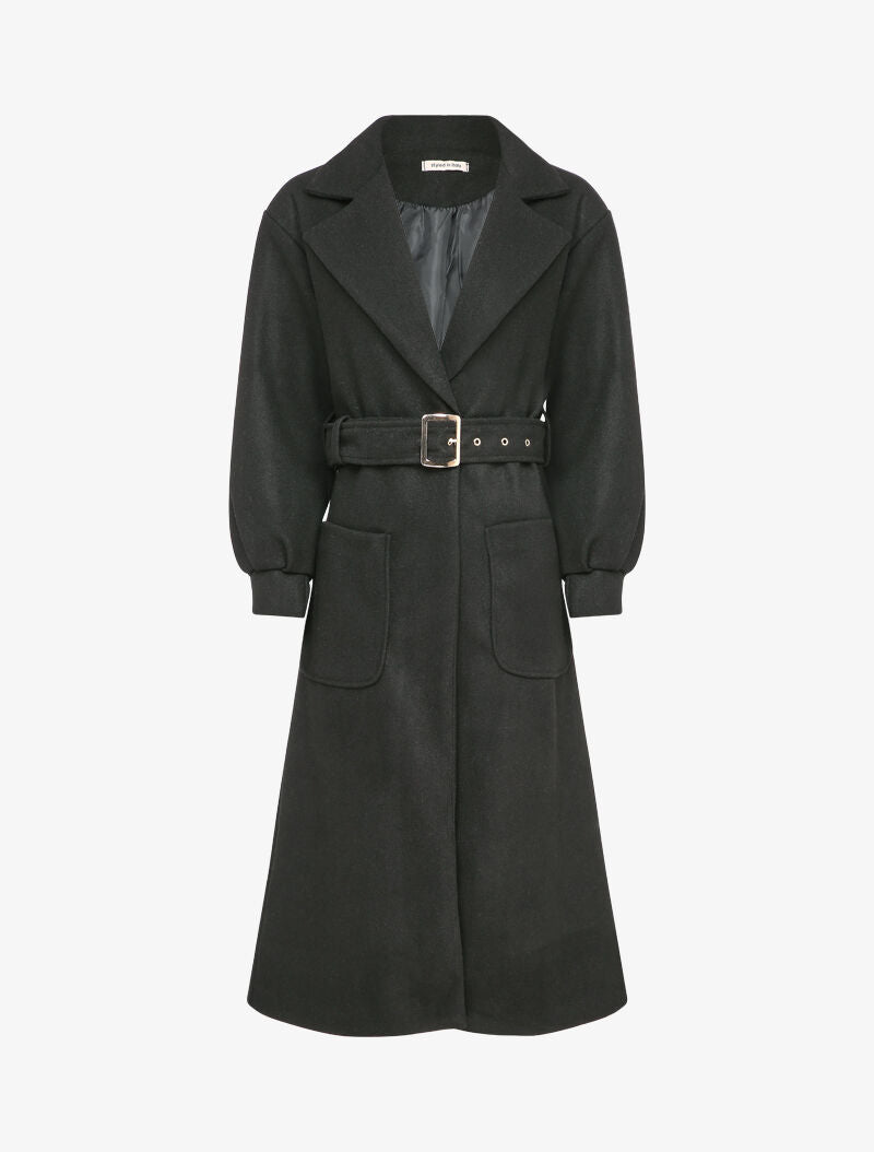 Manteau long à manches ballon - Noir - 4