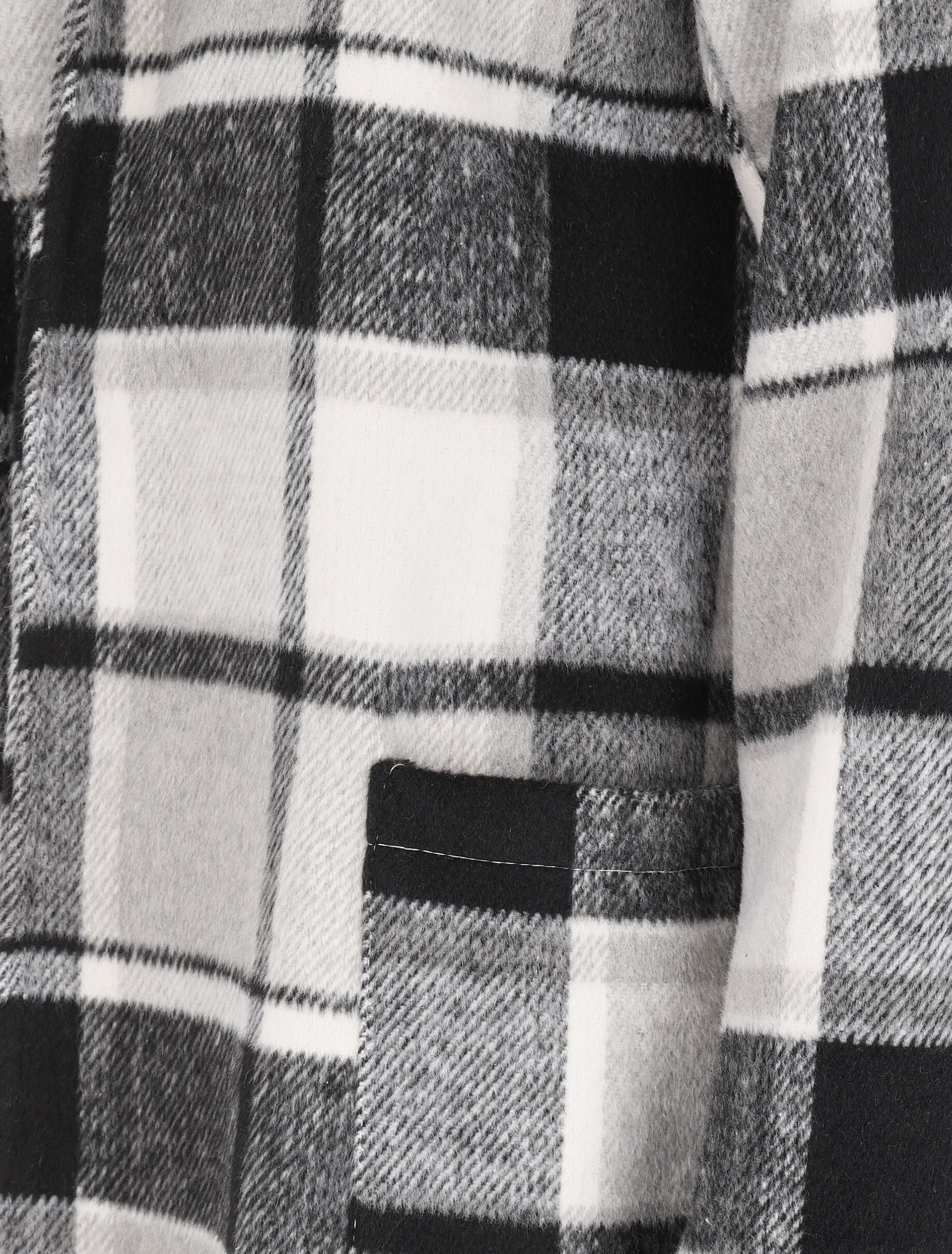 Manteau à carreaux et poches plaquées - Noir - 3