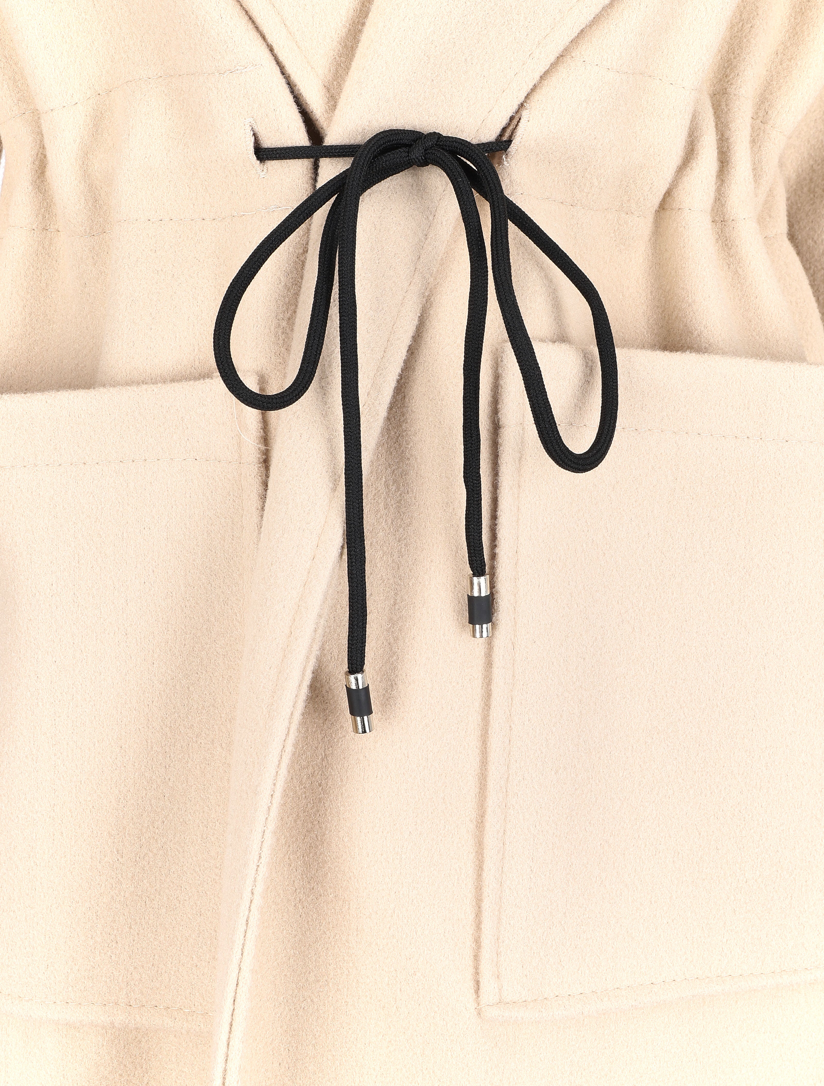 Manteau mi-long à liens de serrage - Beige - 3