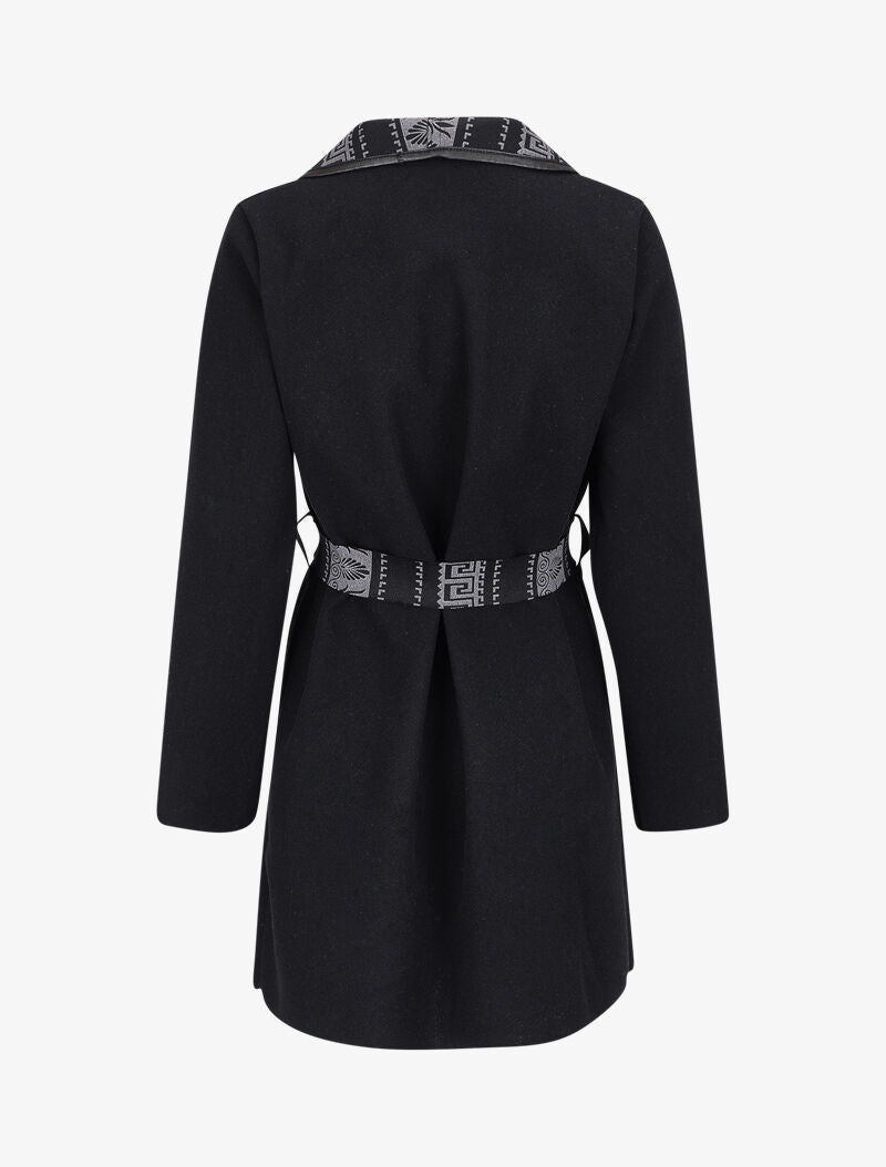 Manteau à col châle imprimé aztèques - Noir - 2