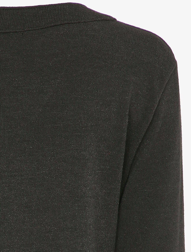 Pull à dos long et col V - Noir - 3