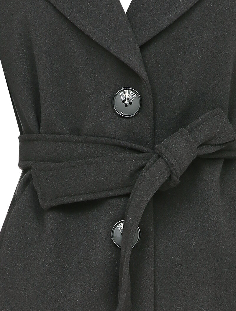 Manteau mi-long ceinturé - Noir - 3