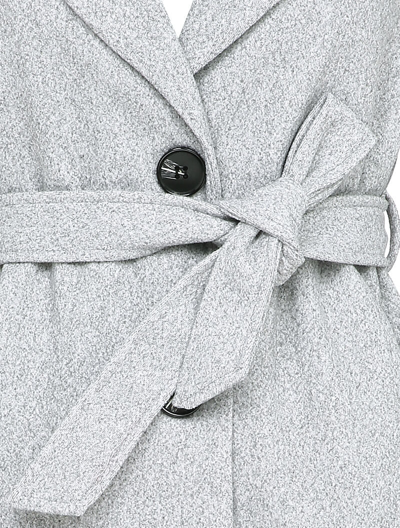 Manteau mi-long ceinturé - Gris chiné - 3