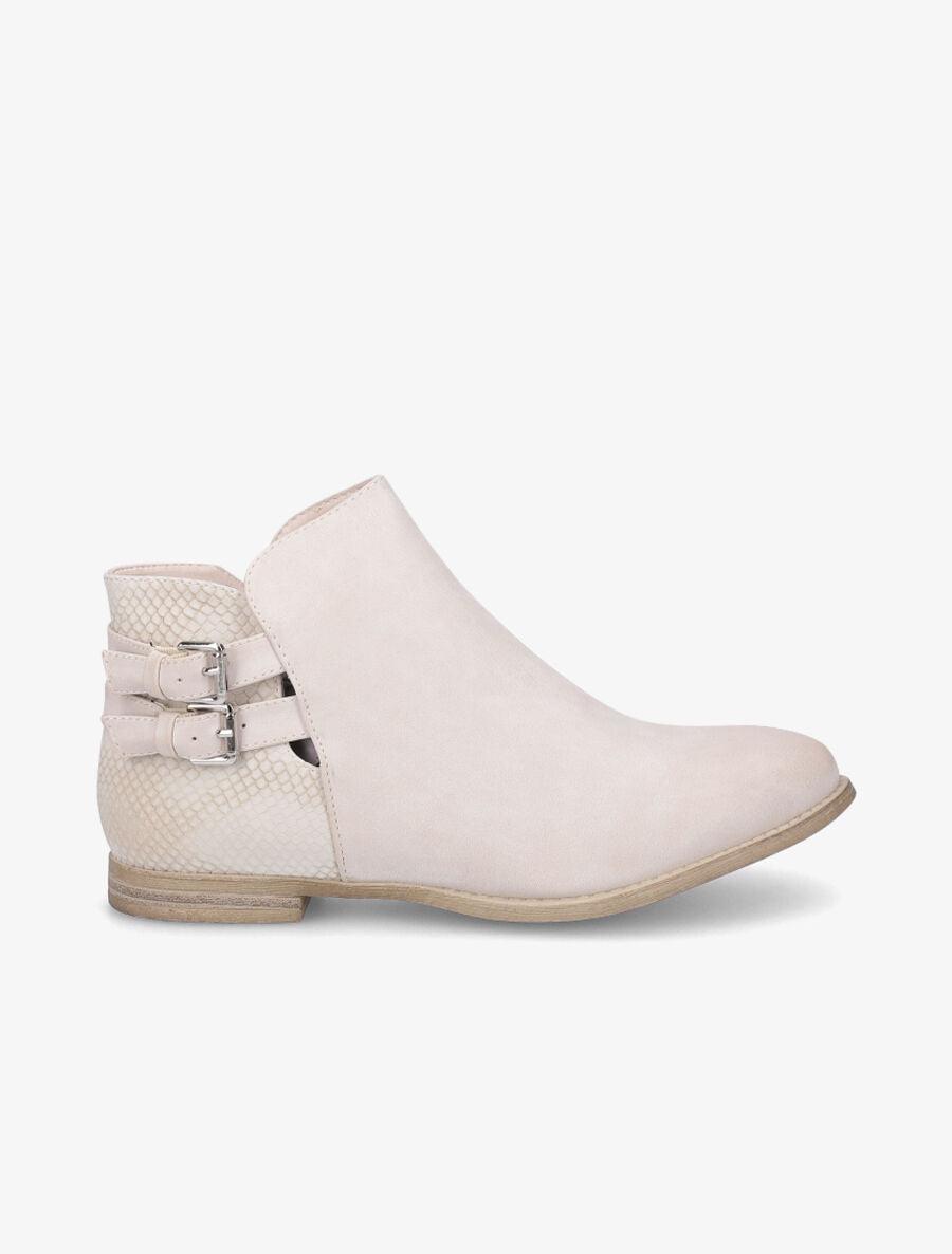 Bottines ajourées talons écailles beige - Beige - 1