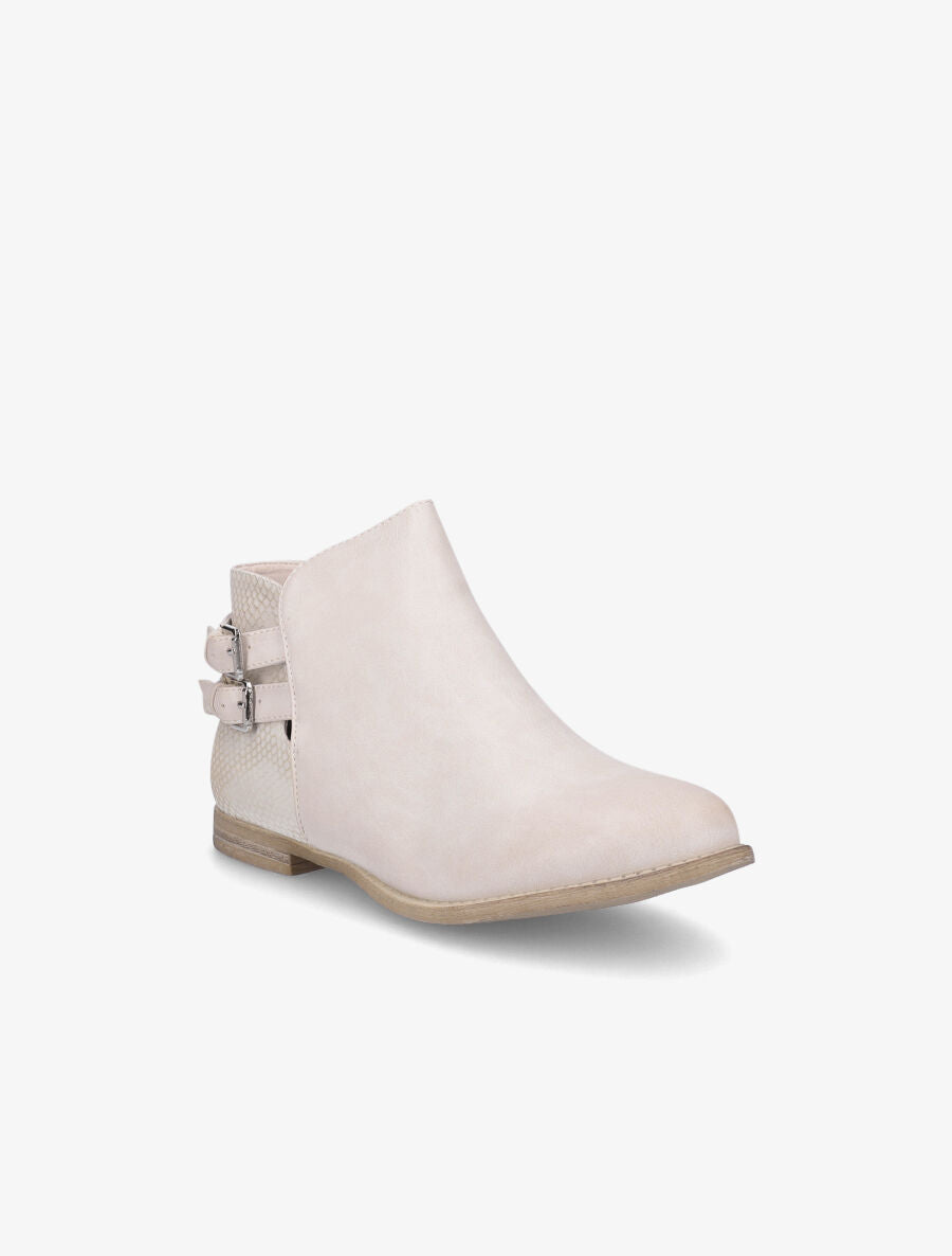 Bottines ajourées talons écailles beige - Beige - 2
