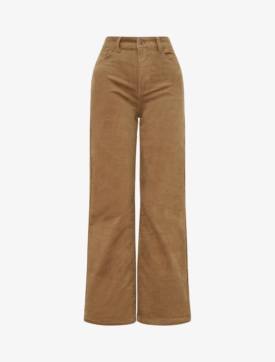 Pantalon push up côtelé effet velours - Camel - 1
