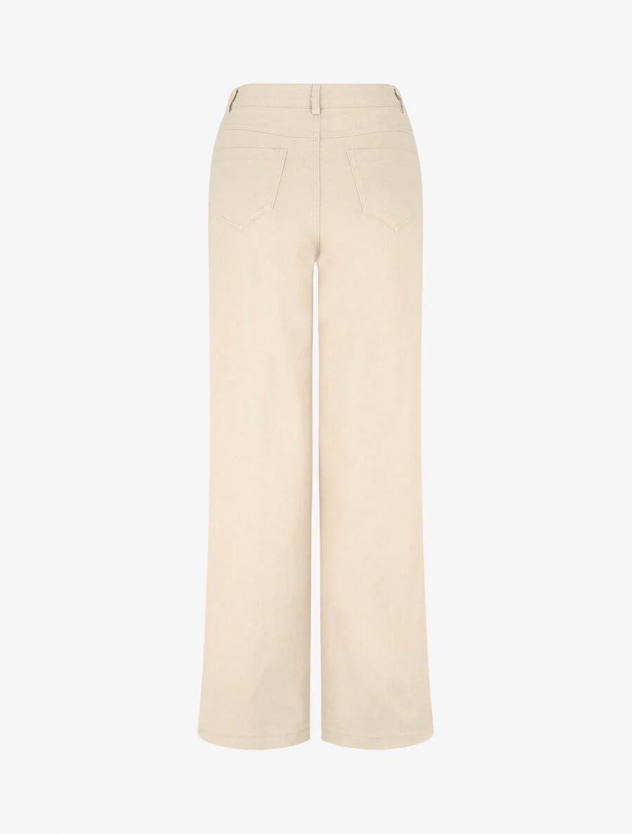 Jean stretch droit à taille haute - Beige - 2