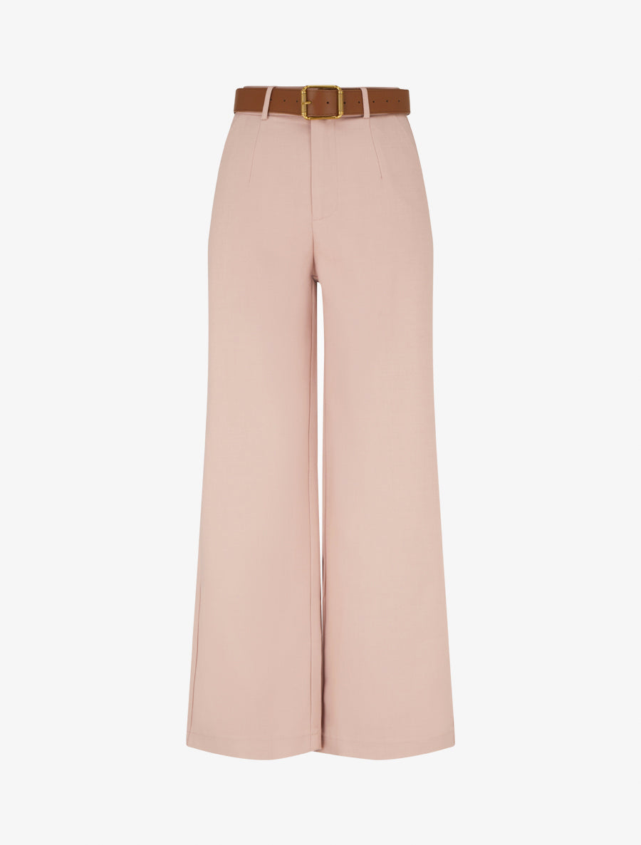 Pantalon taille haute coupe ample - Rose - 1