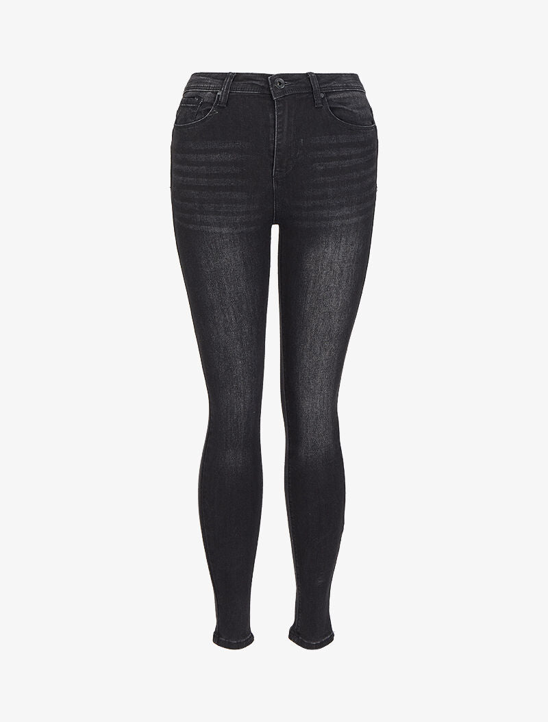Jean skinny délavé - Noir - 4