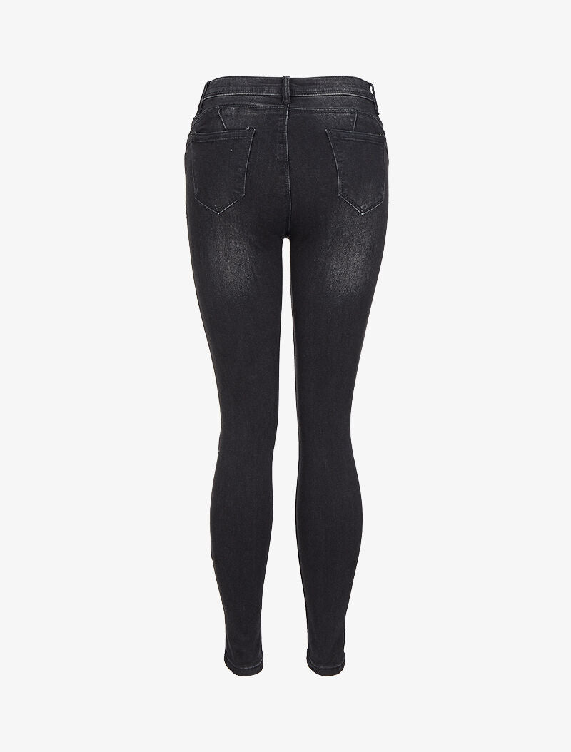 Jean skinny délavé - Noir - 2