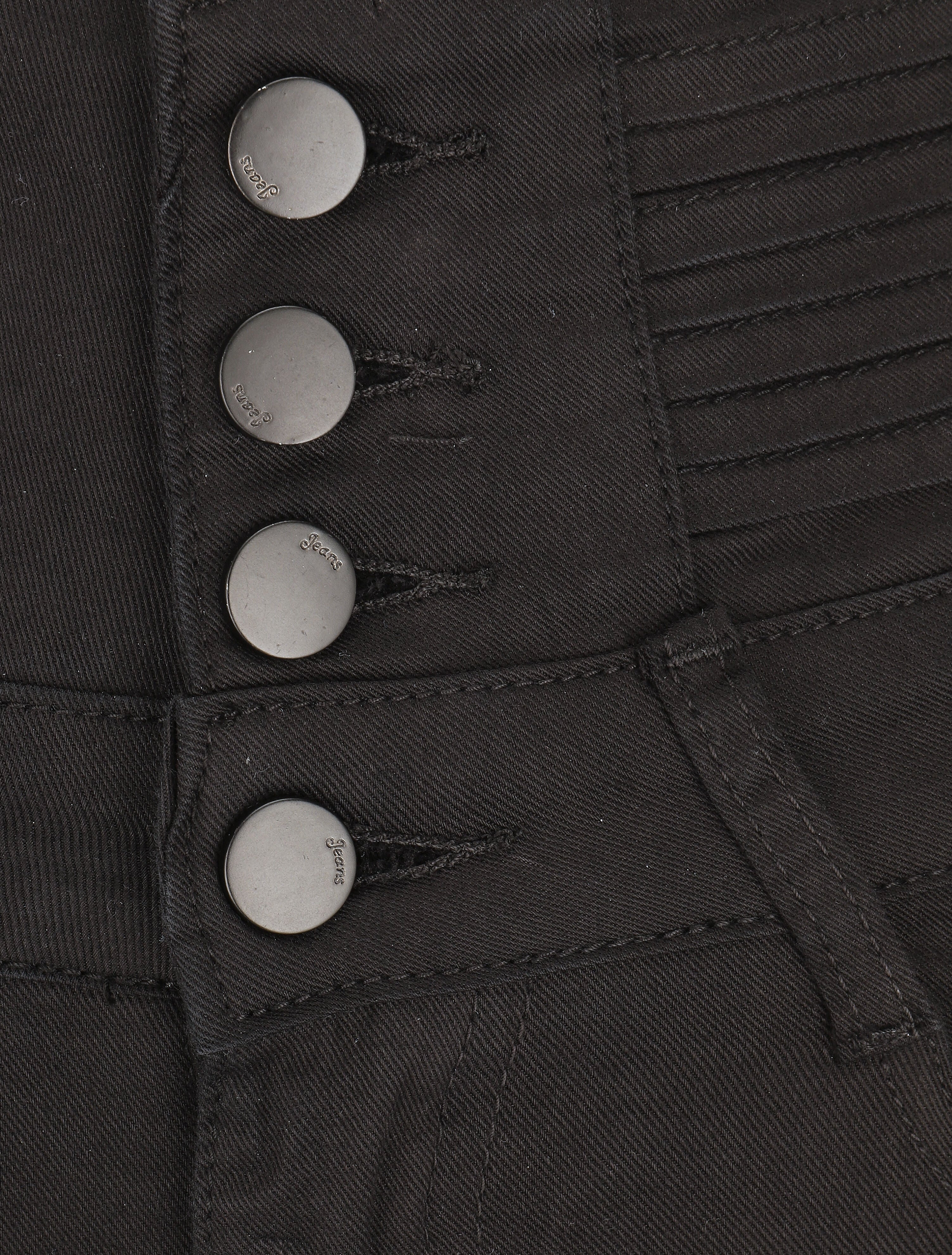 Jean skinny taille haute boutonnée - Noir - 3