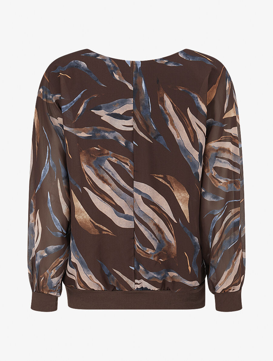 Top en voile à motifs abstraits - Marron - 2