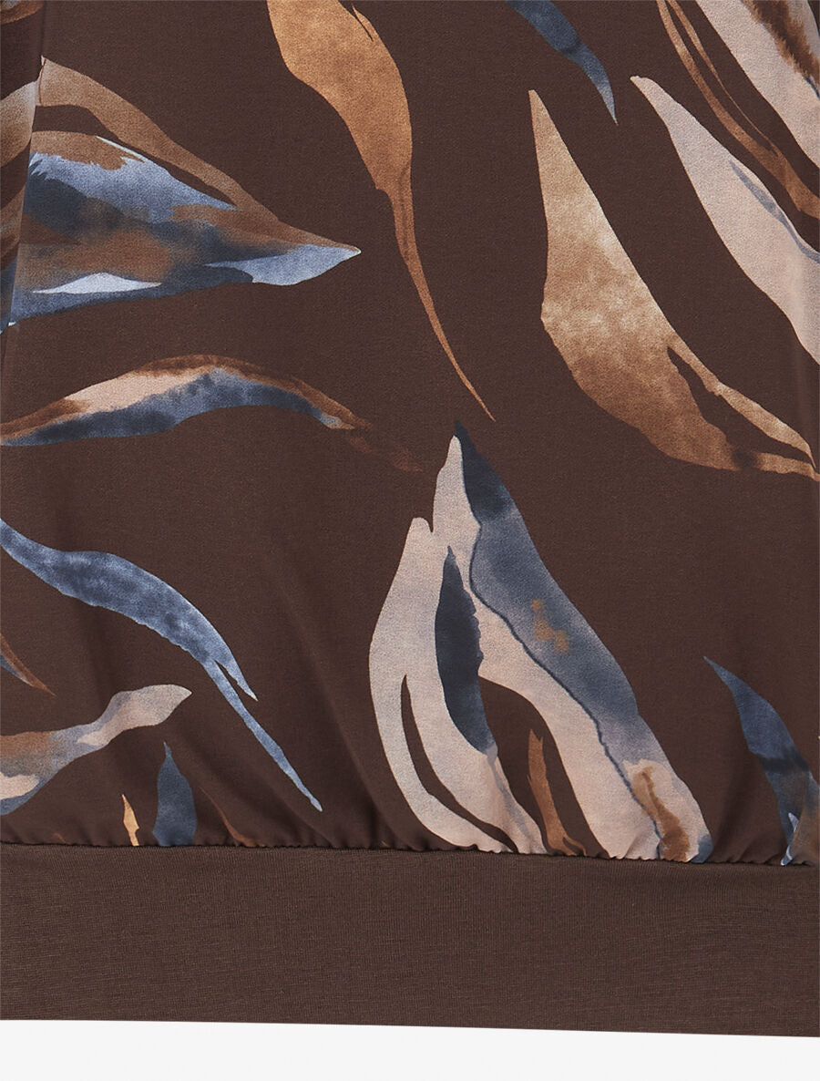 Top en voile à motifs abstraits - Marron - 3