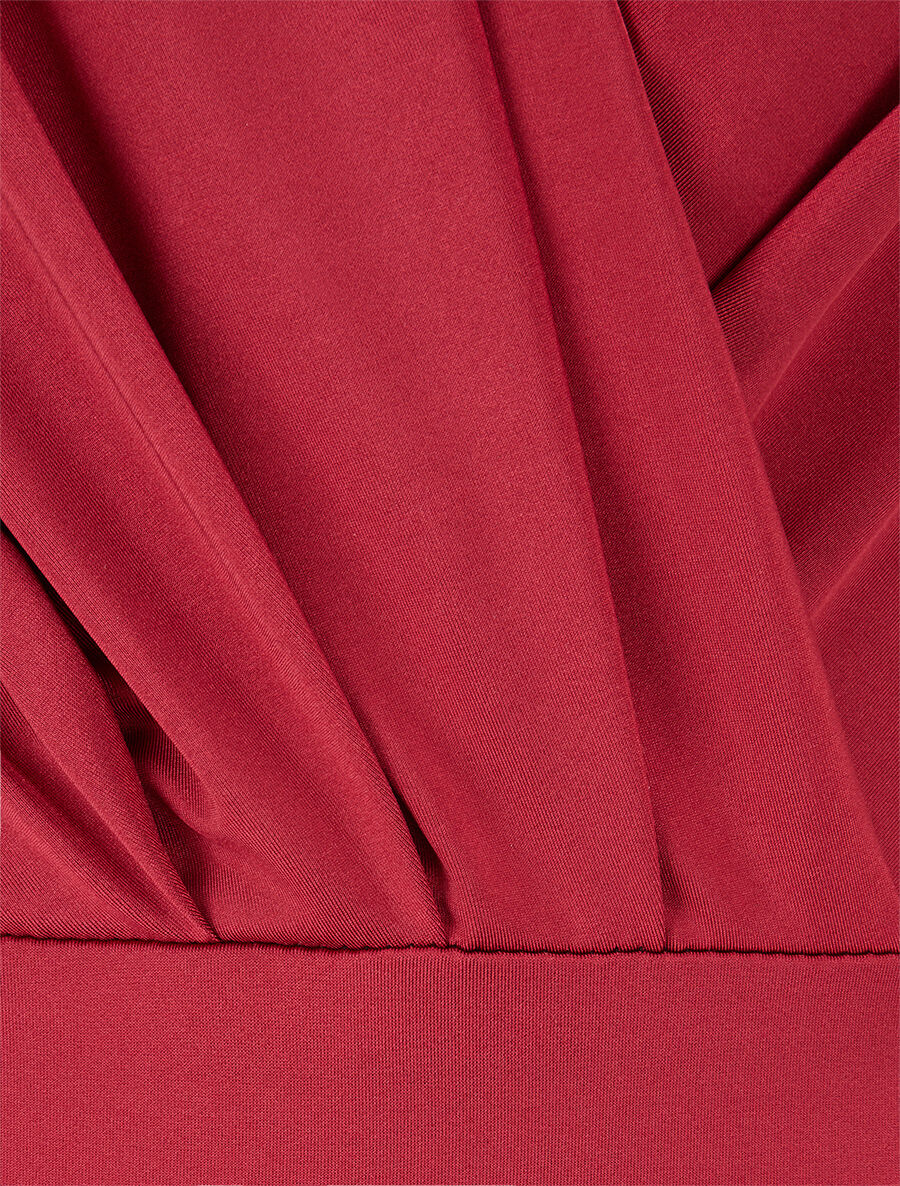 Body satiné cache coeur - Rouge cerise - 3