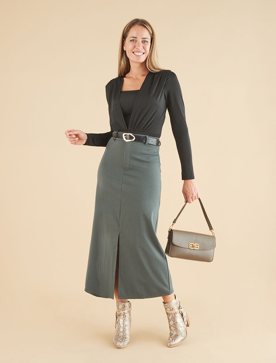 Body stretch à décolleté plongeant - Noir - 4