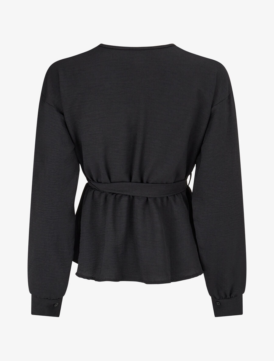 Top péplum à épaules brodées - Noir - 2
