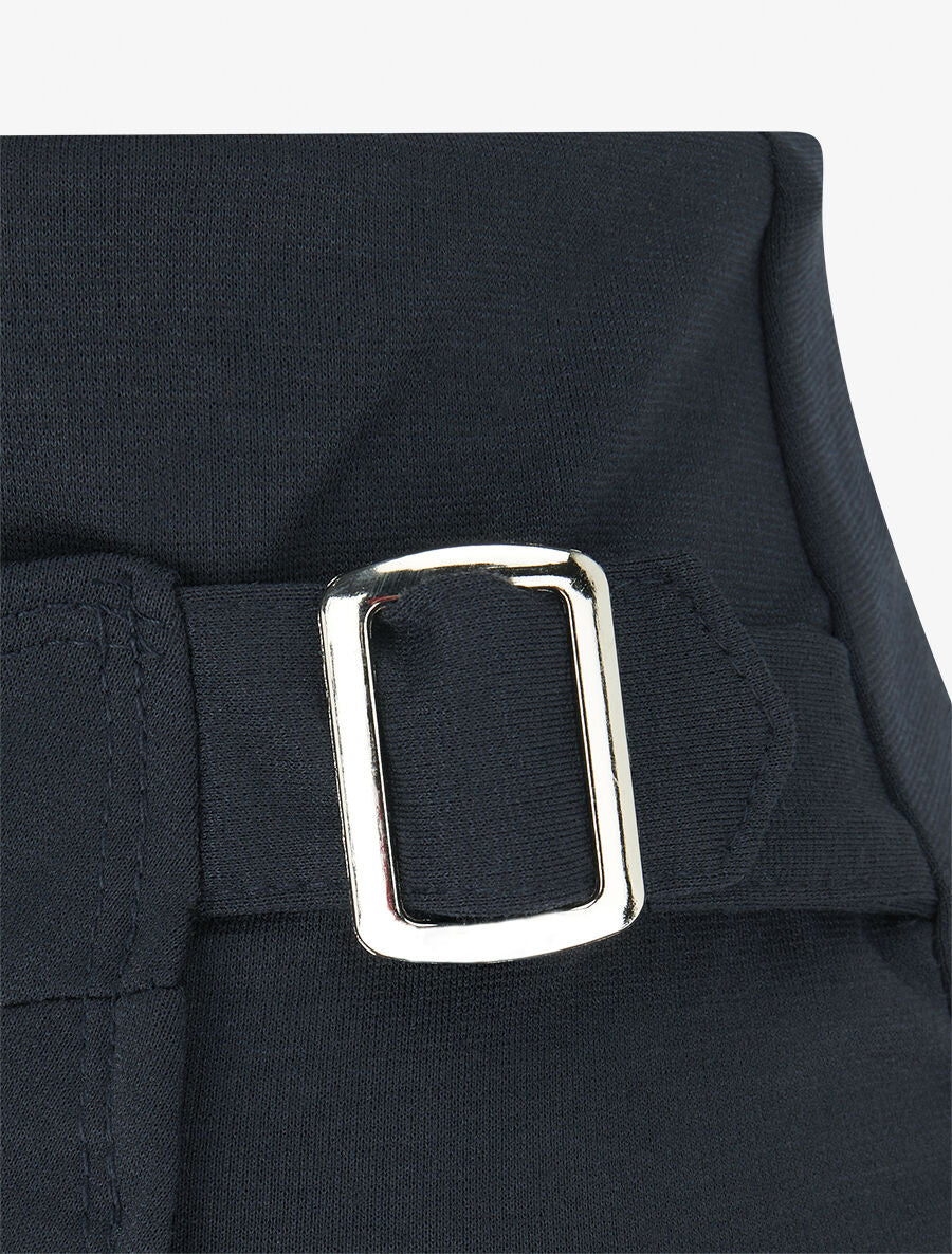 Jupe longue uni effet portefeuille - Marine - 3