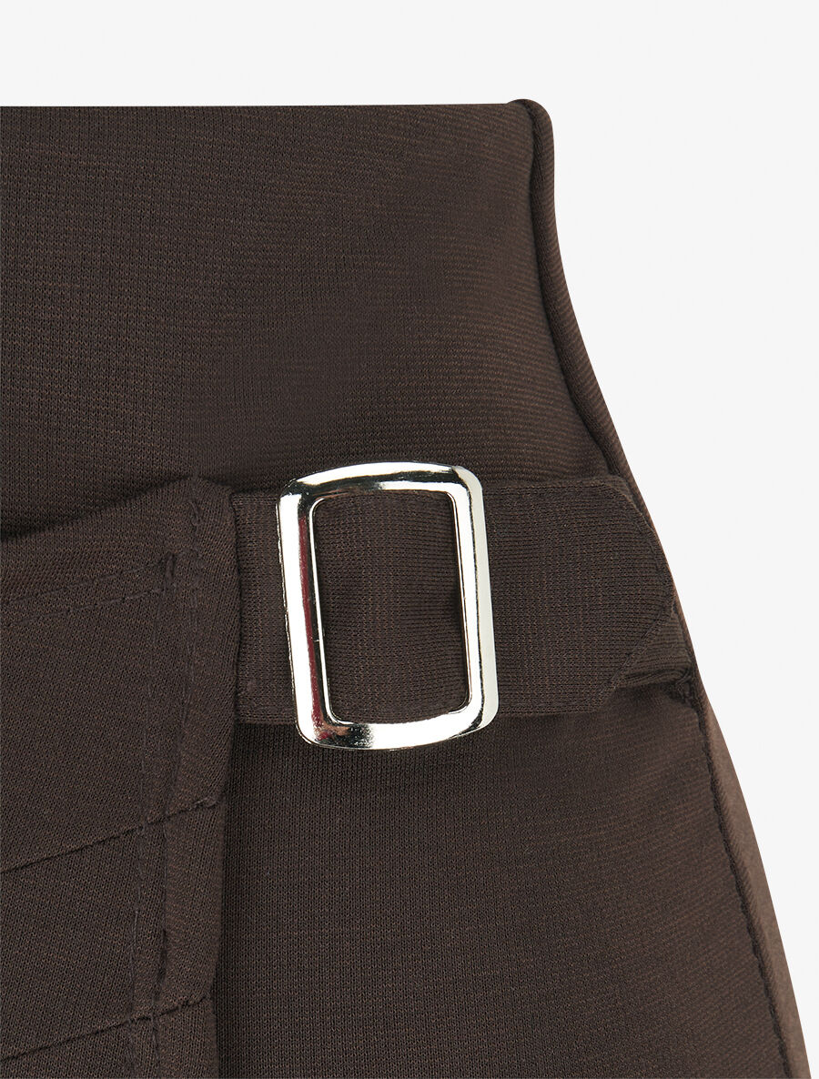 Jupe longue uni effet portefeuille - Marron - 3