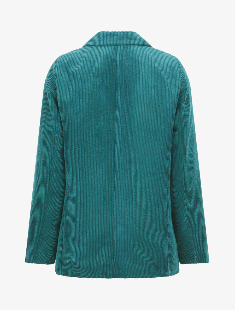 Veste uni en velours - Bleu canard - 2