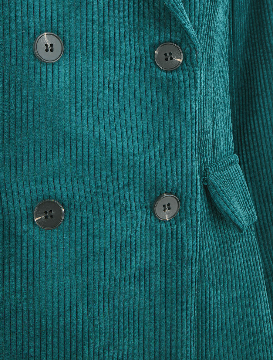 Veste uni en velours - Bleu canard - 3