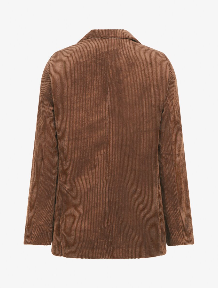 Veste uni en velours - Marron - 2