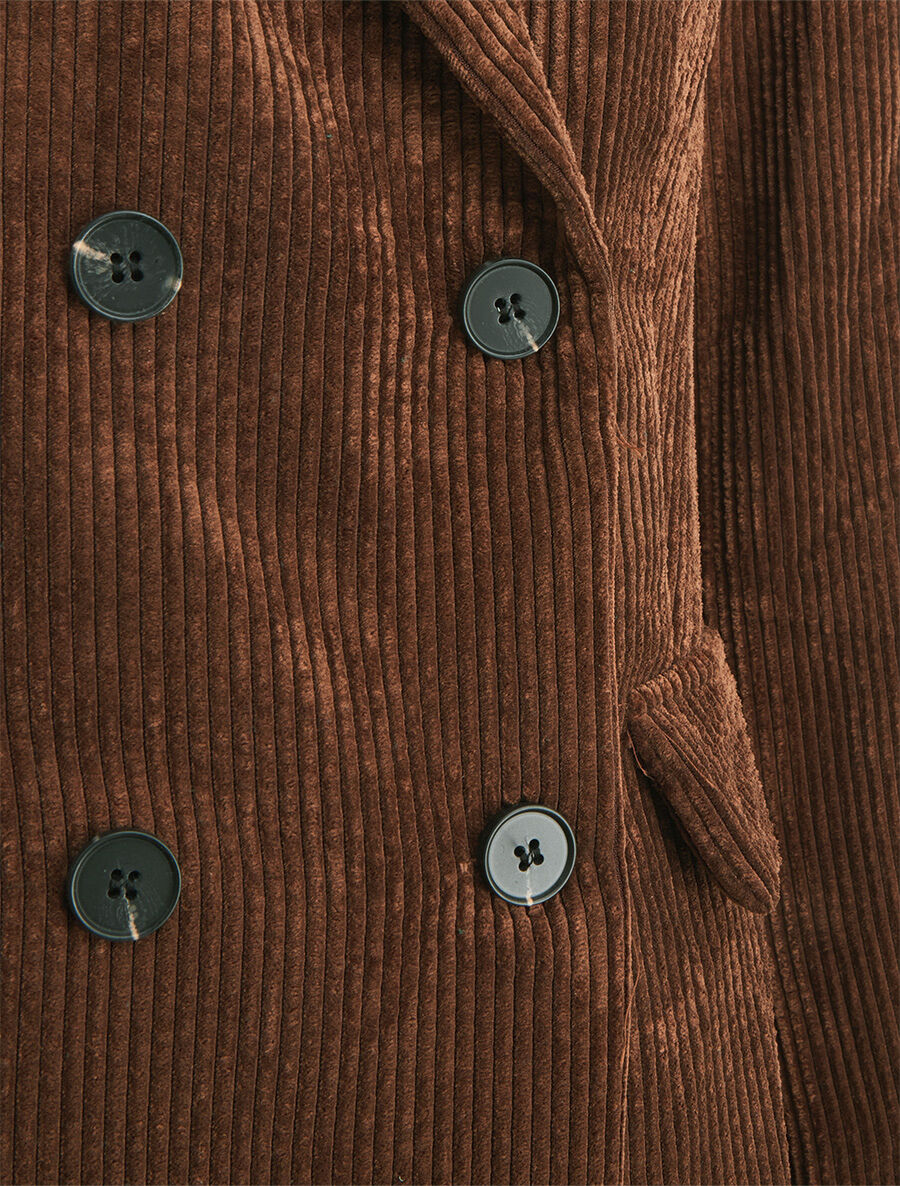 Veste uni en velours - Marron - 3