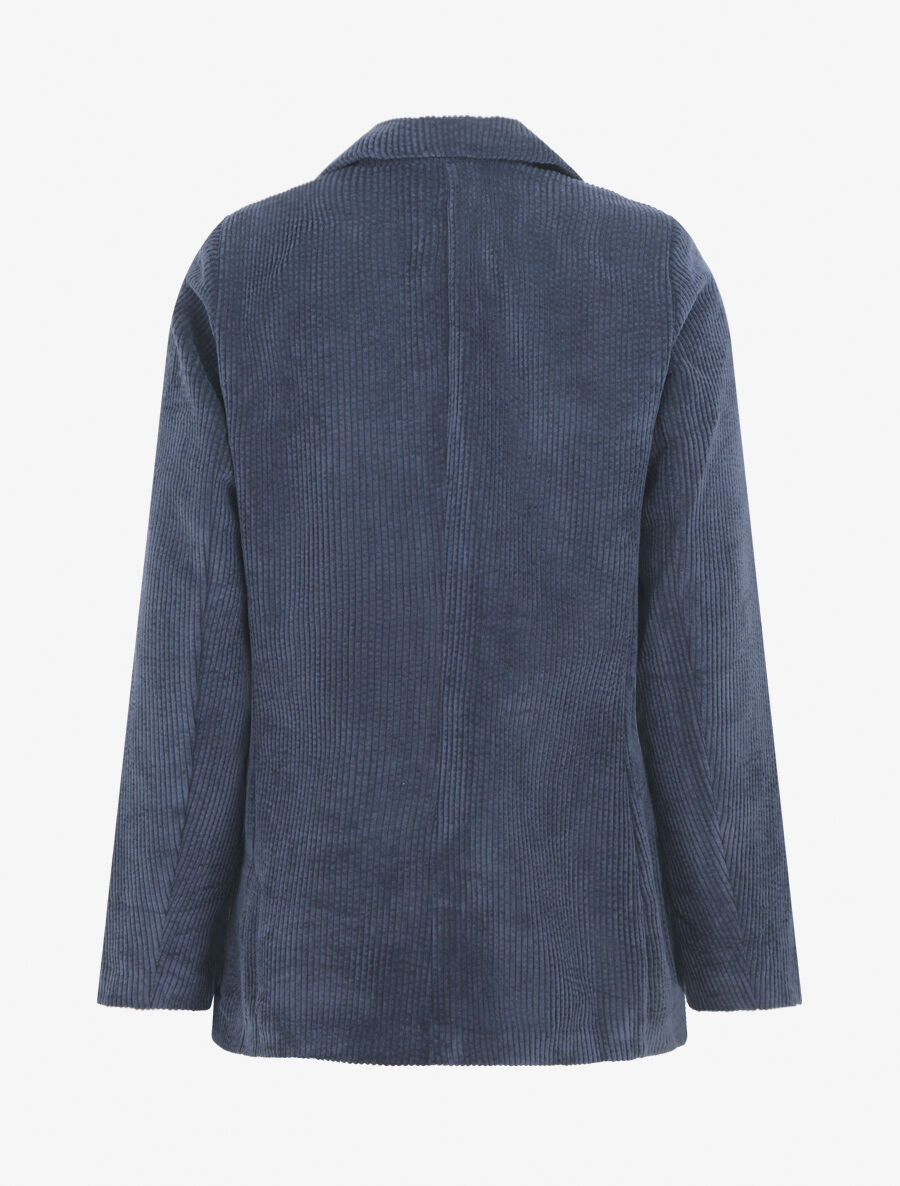 Veste uni en velours - Marine - 2
