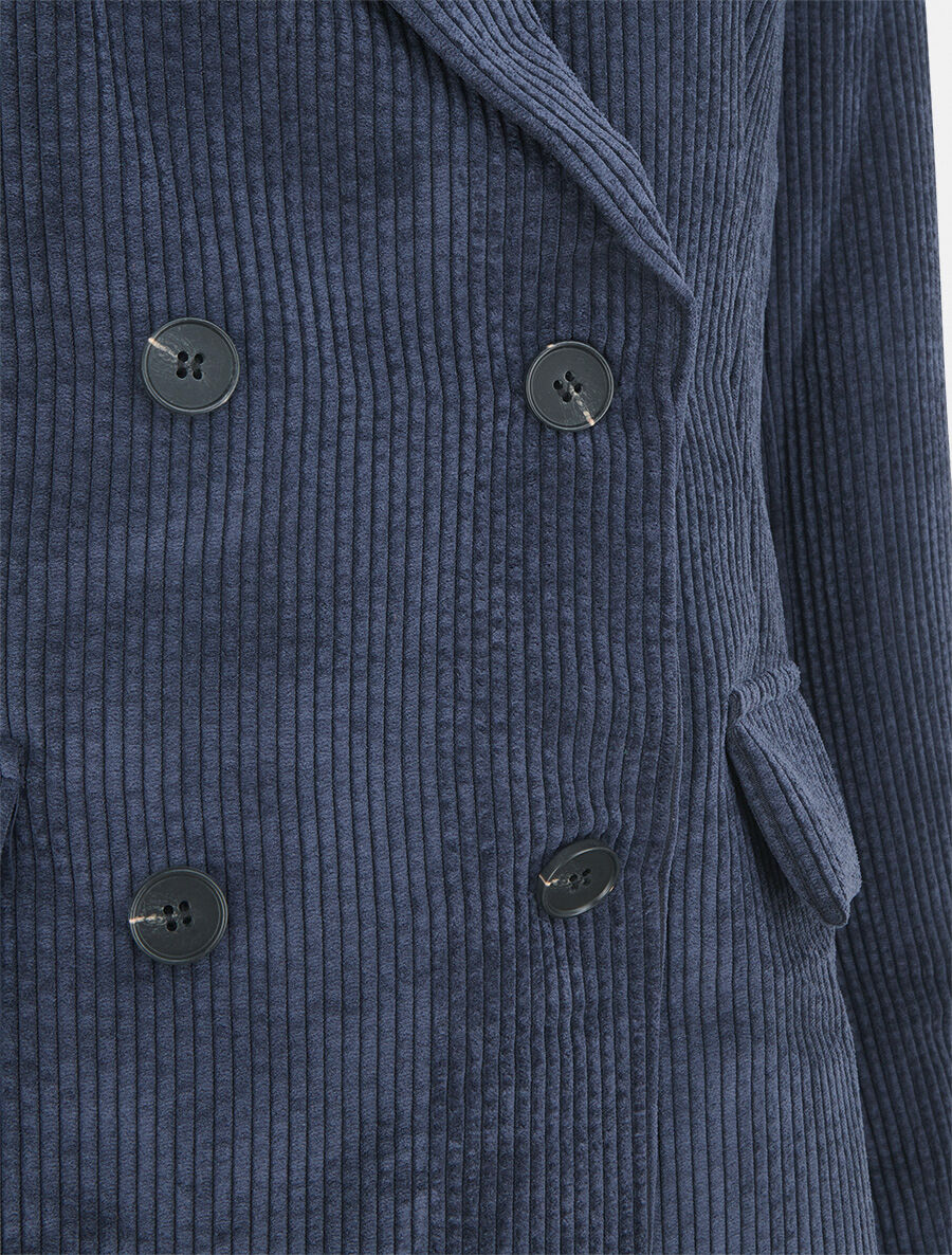 Veste uni en velours - Marine - 3