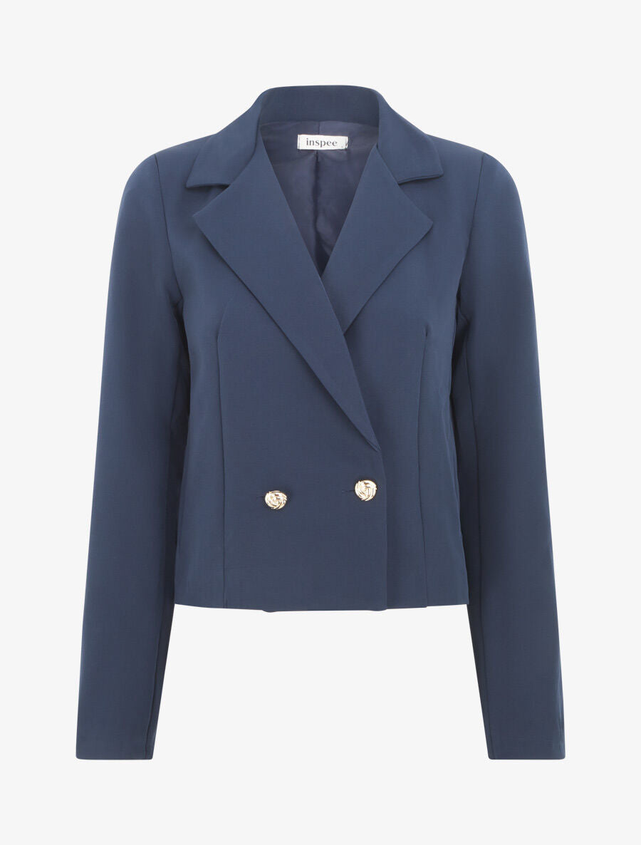 Veste courte unie - Marine - 1