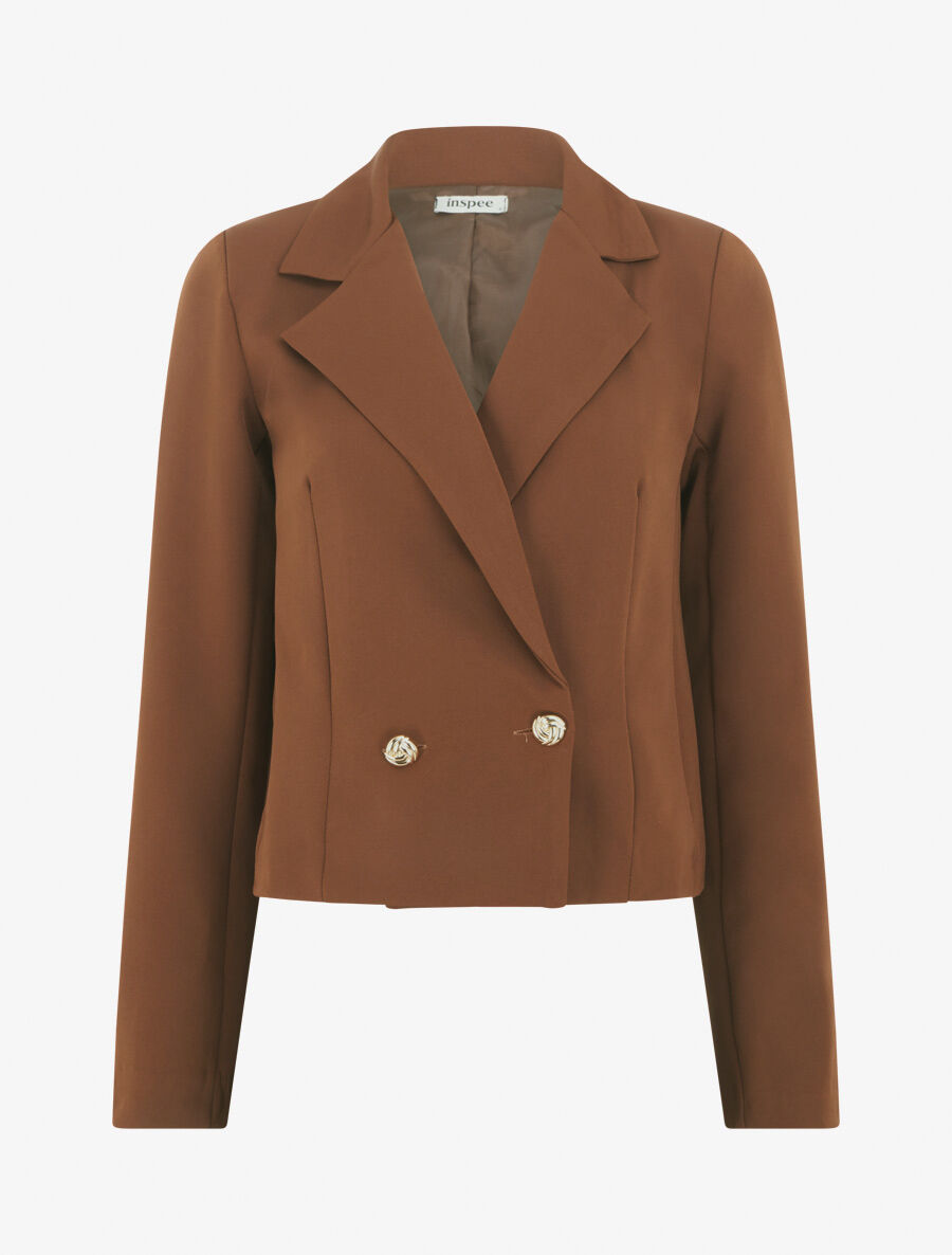 Veste courte unie - Marron - 1