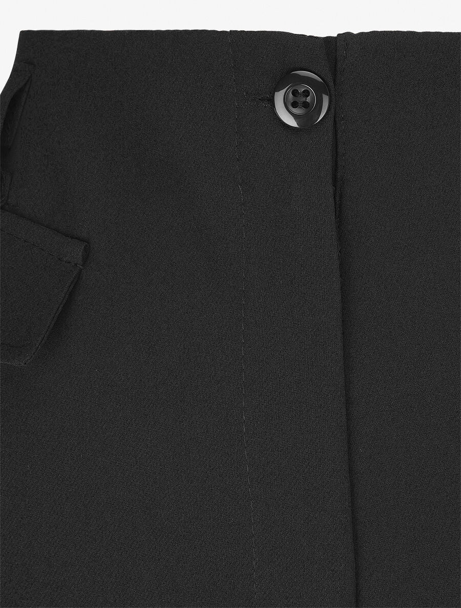 Pantalon uni à taille élastiquée - Noir - 3