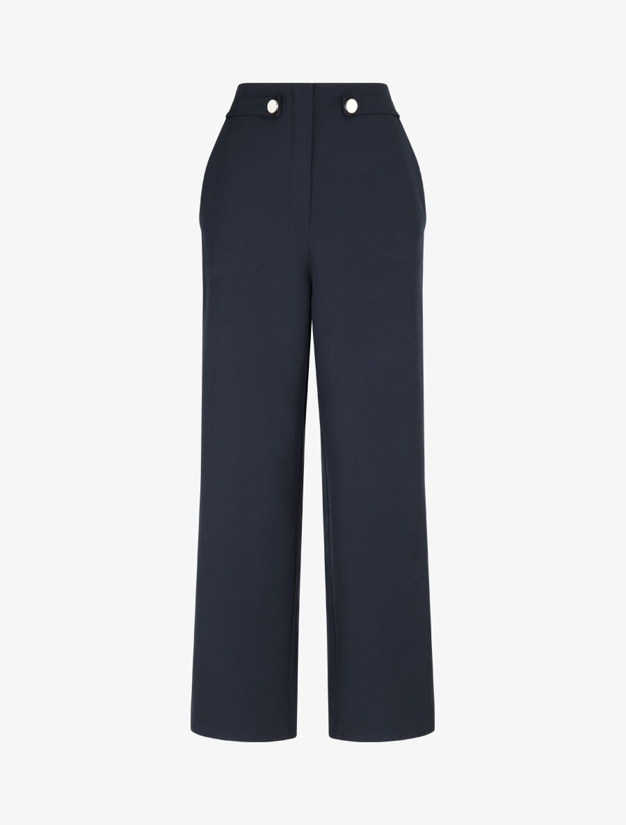 Pantalon uni et elastiqué - Marine - 1