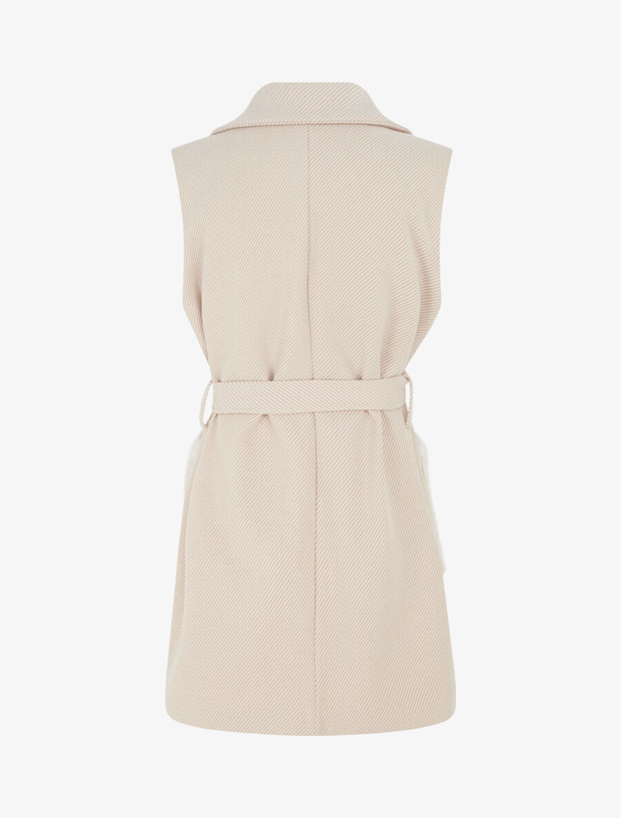 Veste à empiècement fourrure synthétique effet fausses poches - Beige - 2