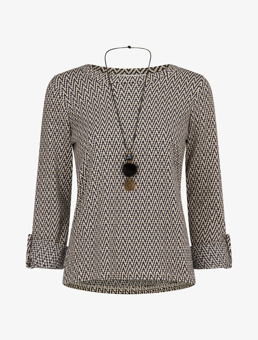 Pull à rayures irisées - Marine - 1