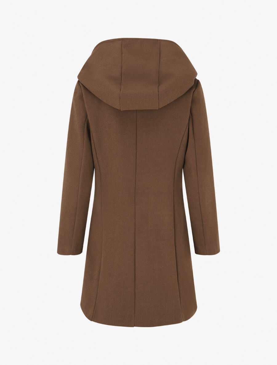 Manteau zippé à poches contrastantes en simili - Marron - 2