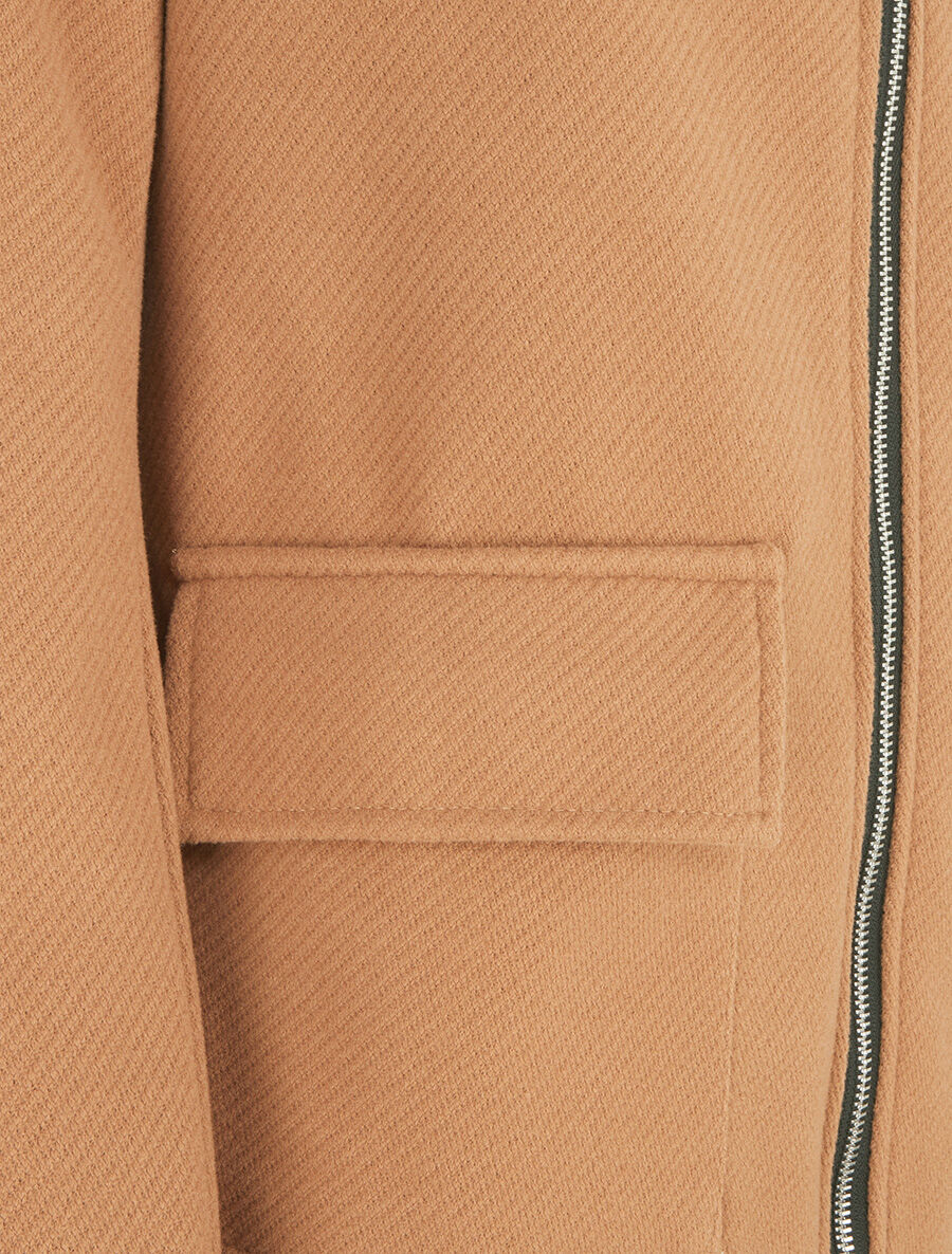 Manteau zippé à capuche - Camel - 3