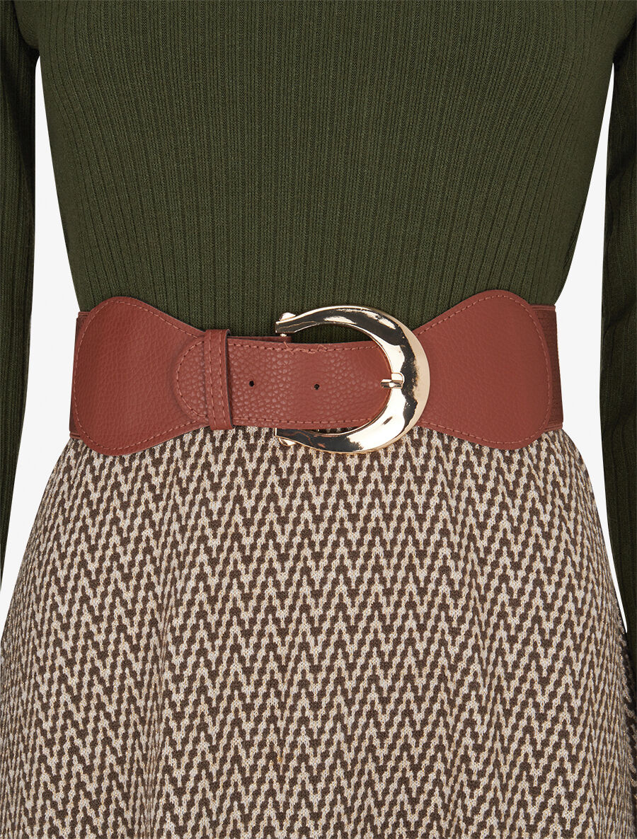 Robe patineuse à jupe irisée et imprimé zig-zag - Kaki - 3