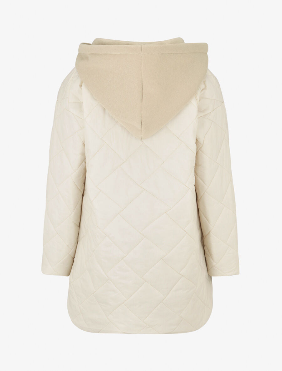 Doudoune matelassée à empiècement sweat - Beige - 2