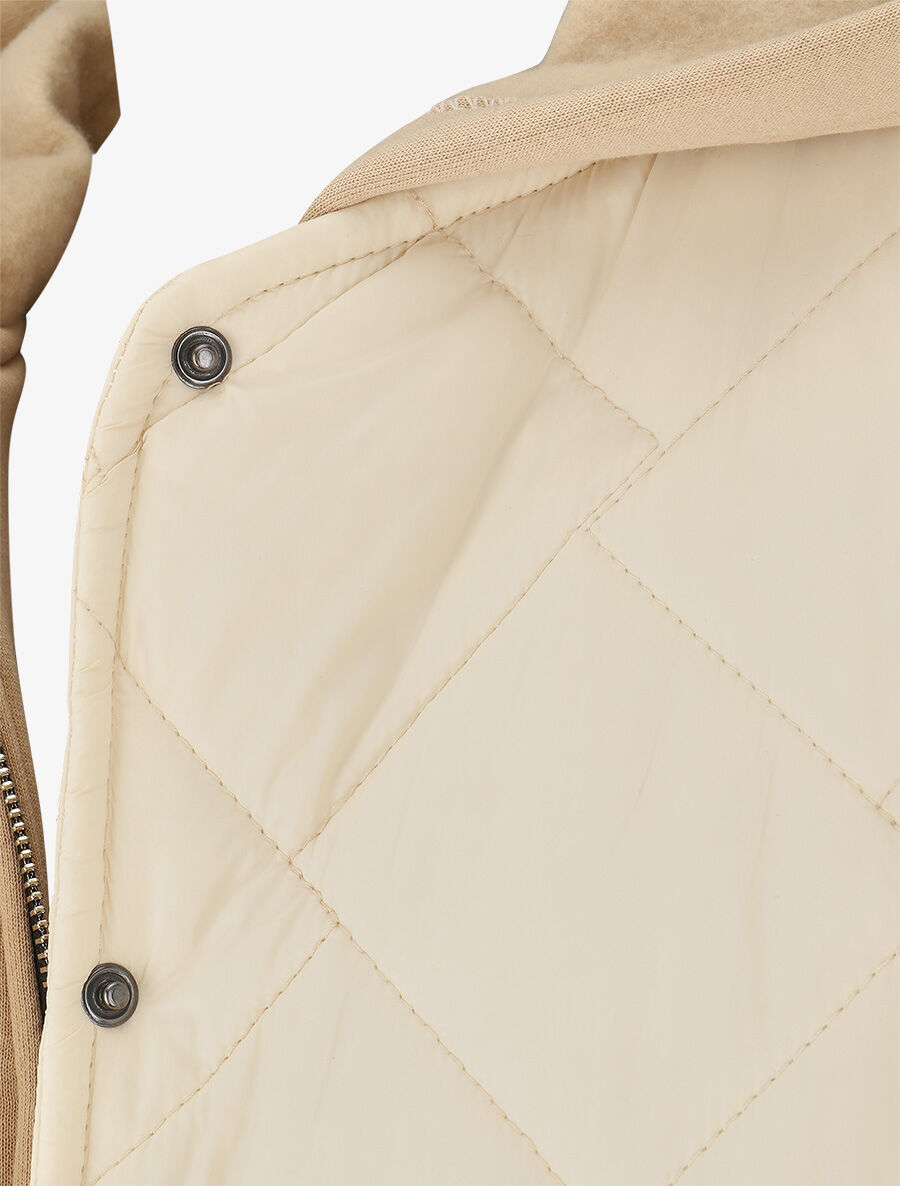 Doudoune matelassée à empiècement sweat - Beige - 3