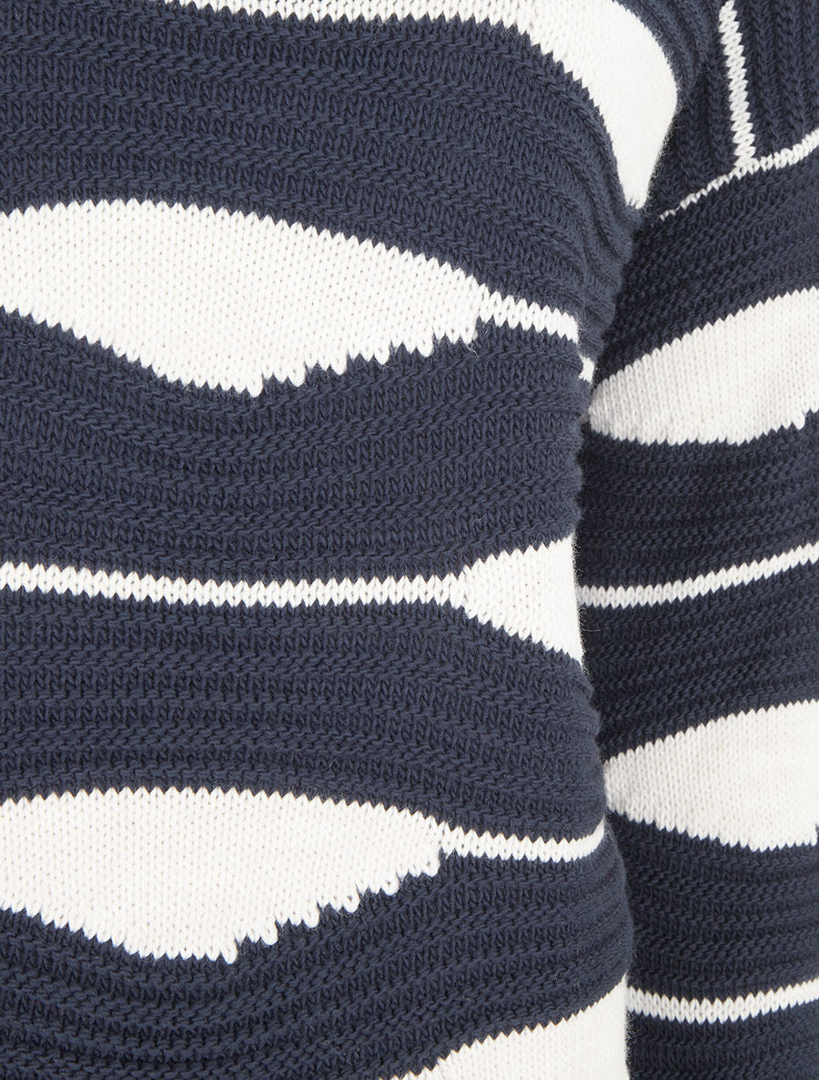 Pull imprimé à col bateau - Marine - 3