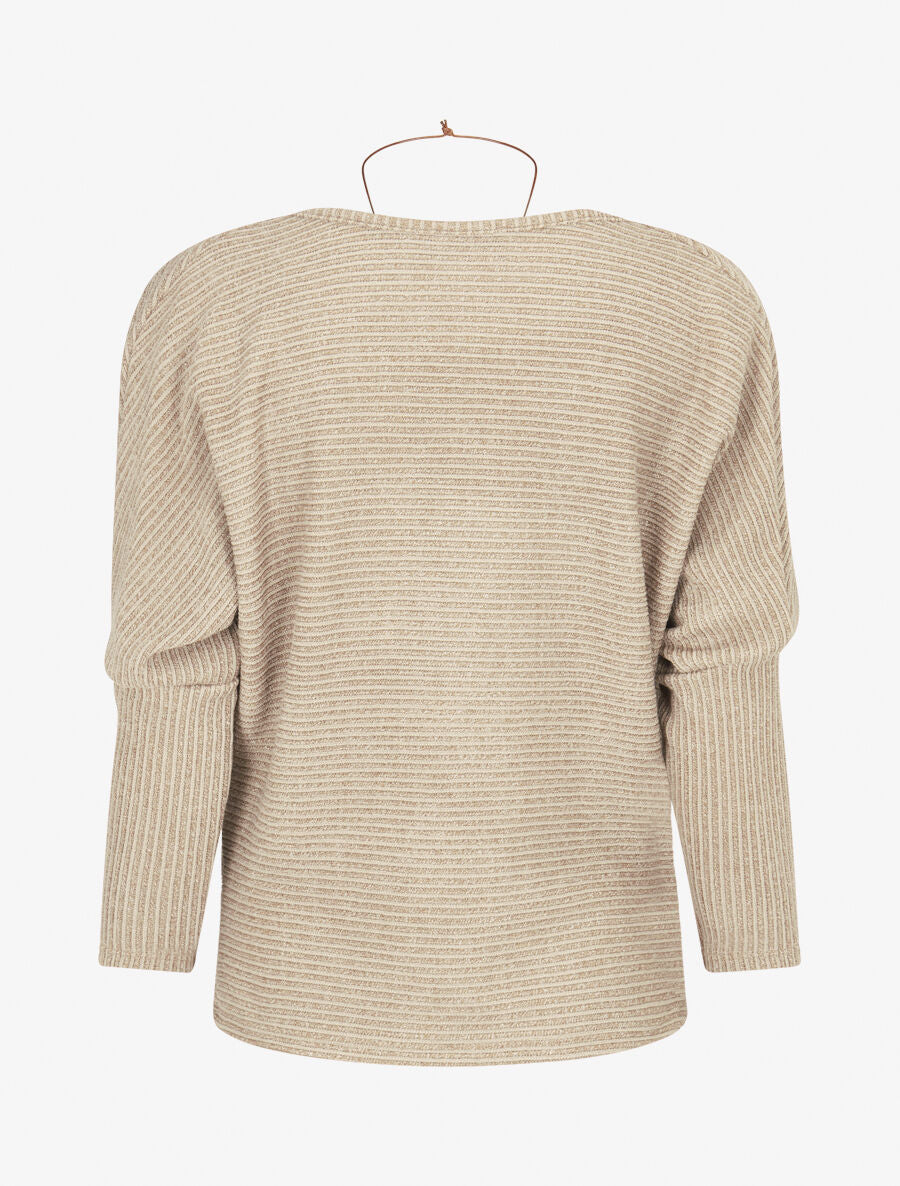 Pull côtelé et irisé - Beige - 2