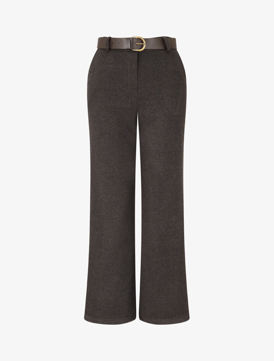 Pantalon épais uni coupe droite - Anthracite - 1