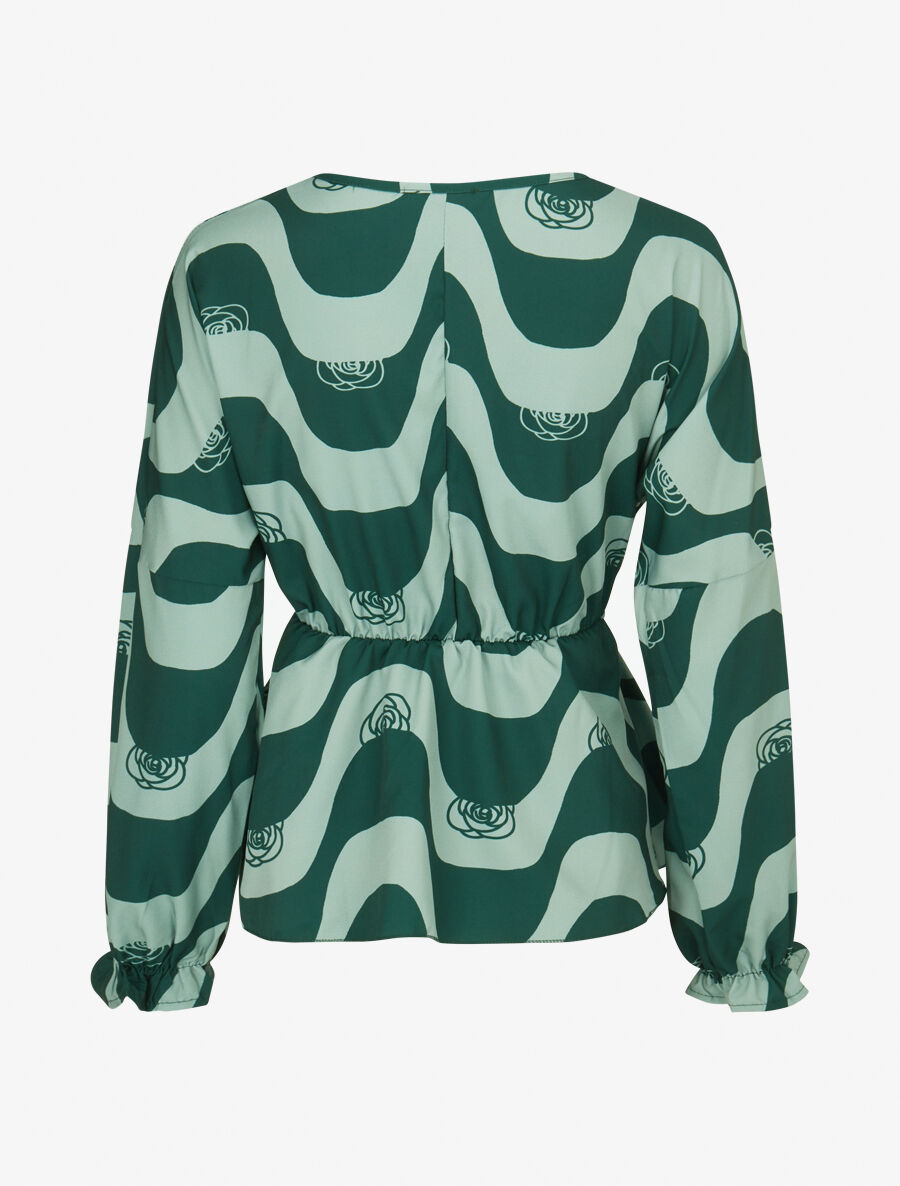 Blouse péplum imprimé art moderne - Vert - 2