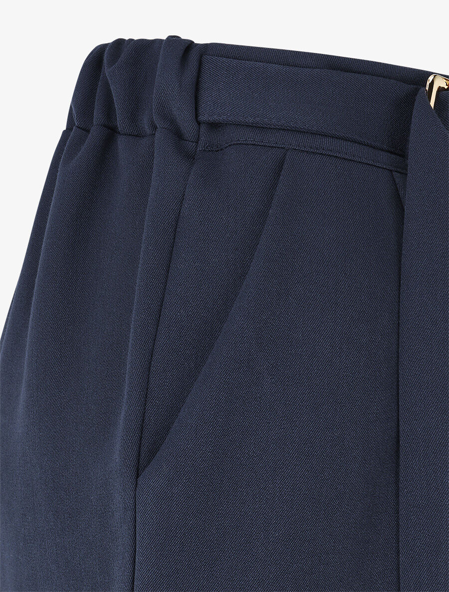 Pantalon long uni coupe ample - Marine - 3