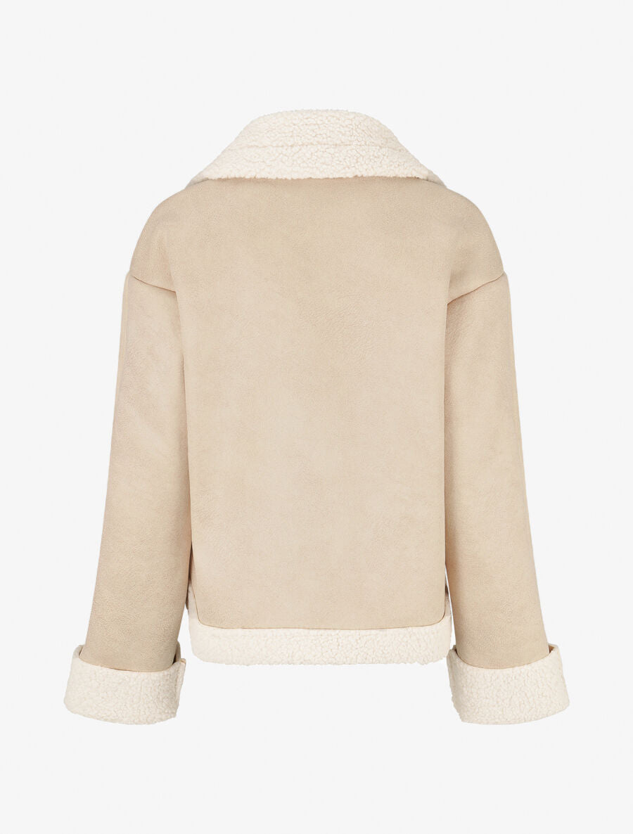 Manteau zippé style aviateur - Beige - 2